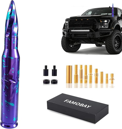 Famobay Stubby Bullet Antenna Car Truck Antenna Chevy Silverado & GMC Sierra Trucks Heavy Duty Pickup Trucks Accessories（5.5inch Iridescent Color）