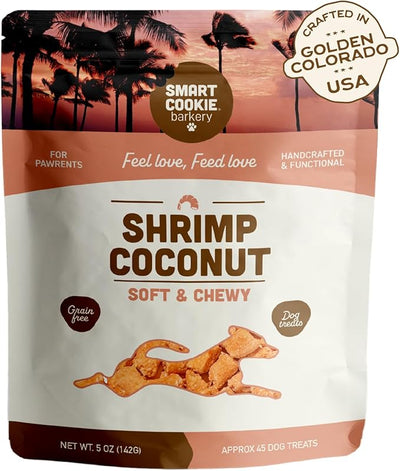 Smart Cookie Healthy Soft Dog Treats - Shrimp & Coconut - Grain Free Limited Ingredient Training Treats for Dogs with Sensitive Stomach & Allergies, Natural Novel Protein, Made in the USA (5oz.)