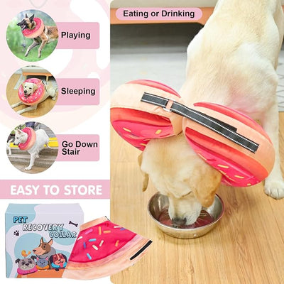 BEAUTYZOO Dog Cone Alternative After Surgery for Large Medium Small Dogs, Soft Inflatable Cone Collar for Dogs Cats, Dog Neck Donut E Collar Dogs Recovery Collar to Stop Licking, Strawberry Pink, M