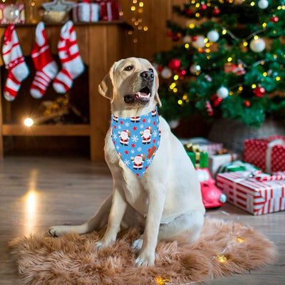 PTDECOR Christmas Dog Bandana, Reversible Holiday Pet Scarf, Multi Size, Santa Snowman Christmas Bandanas for Extra Large Dogs Pets (Red, X-Large)