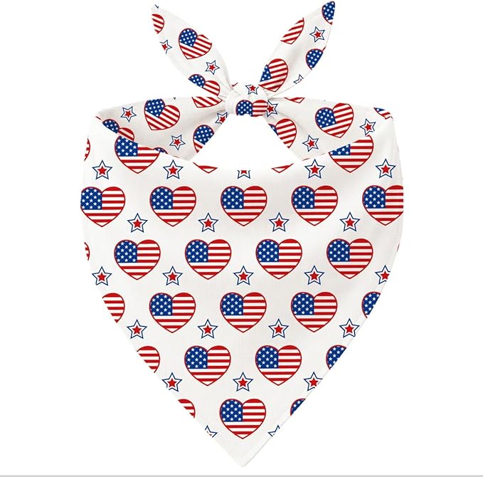4th of July Dog Bandana, Patriotic Balloon Pet Triangle Scarf for Independence Day Party Outfit, American Flag Neckerchief for Small Medium Dogs, Independence Day Puppy Gift