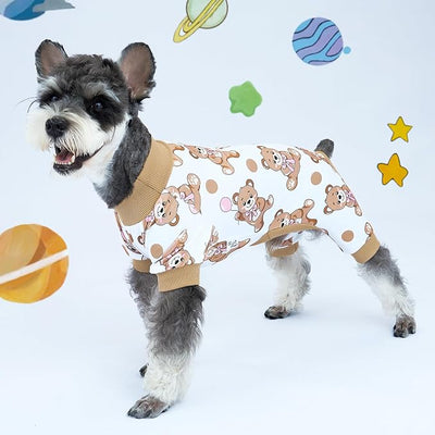 XPUDAC 4 Pieces Dog Pajamas Soft Strechy Puppy Onesies Pet Clothes for Small Medium Dogs Boy Girl Cat Pet Outfit, 150-2XL