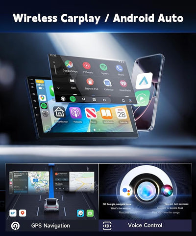 [4G+128G] Car Stereo for Honda Pilot 2006 2007 2008 with 5GWiFi/Android 15/Wireless Carplay Android Auto,9" Incell Touch Screen Radio,GPS/EQ DSP/Bluetooth5.0/SWC/AHD Backup Camera