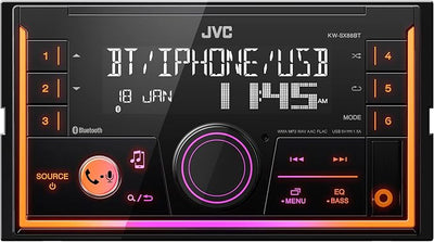 JVC KW-SX88BT Bluetooth Double DIN Car Stereo, 200W Digital Stereo Receiver, AM/FM Radio, Dual Phone Connection, 13-Band EQ, 1.5A USB & AUX Inputs, Custom Color Illumination, Shallow Chassis