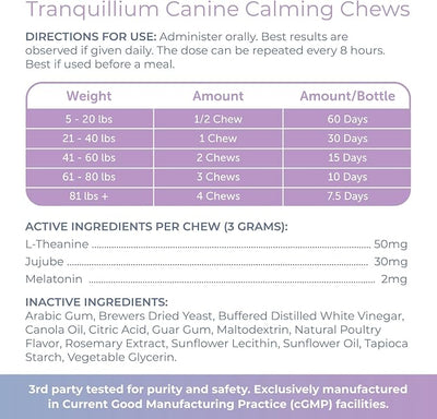 Tranquillium Calming Soft Chews for Dogs – Stress Support (30 Ct) | For stress & anxious behavior, Supports calm response, Non‑drowsy formula