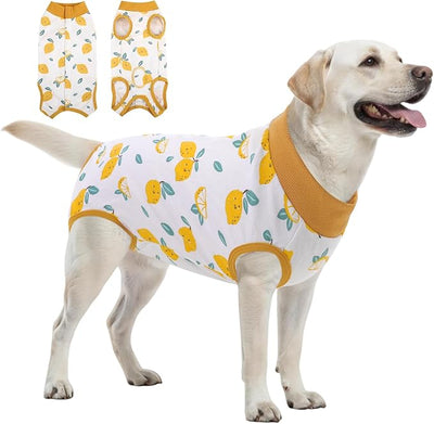 SAWMONG Recovery Suit for Dogs After Surgery Professional, Dog Spay Surgical Suit for Female Dogs, Dog Onesie Bodysuit for Surgery Male Substitute E-Collar Cone, Lemon Yellow, X-Large