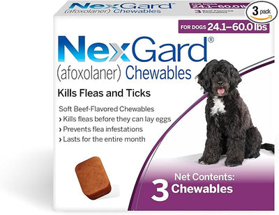 NexGard Chewables 3 Chewables 24.1-60 lbs (Purple)