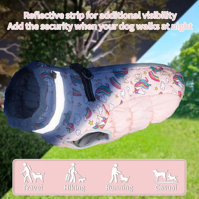 CuteBone Waterproof Thick Dog Winter Coat Doggie Jacket Warm Pet Clothes Comfortable Puffer Dog Vest for Small Medium Large Dogs with Harness Hole YRFN08M