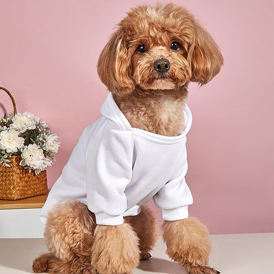 Jecikelon Soft Dog Hoodies for Small Dogs, Fleece Puppy Sweatshirt with Pockets, Warm Winter Cold Weather Coats for Pet Cat, Cute Clothes Puppy Costume (White, X-Small)