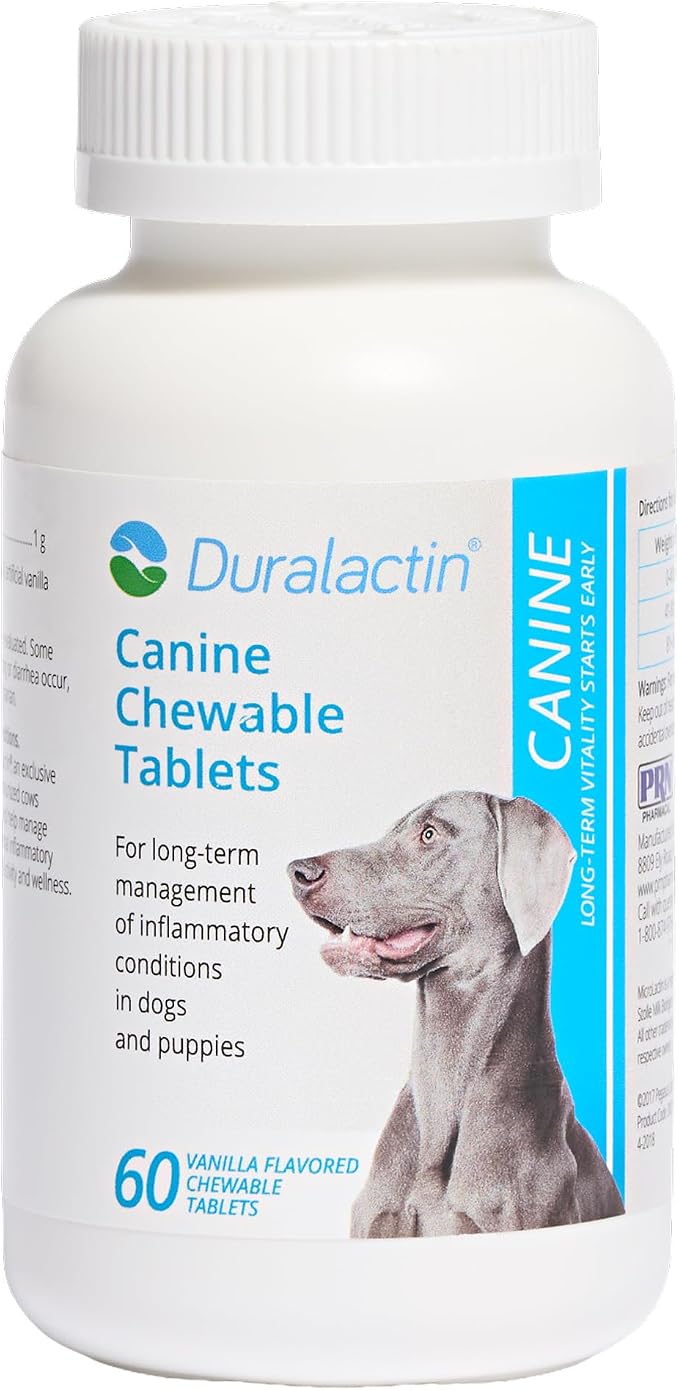 PRN Pharmacal Duralactin Canine Chewable Tablets - Joint Health Supplement for Dogs & Puppies - Pet Mobility Support - Vanilla Flavored Chews - 60 Count
