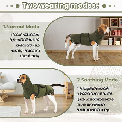 Dog Anxiety Vest with Hoodie,Breathable Dog Thunder Jacket for Thunderstorms,Fireworks,Vet Visits,Separation,Adjustable Calming Vest for Small Medium Large Dogs,Green,3XL