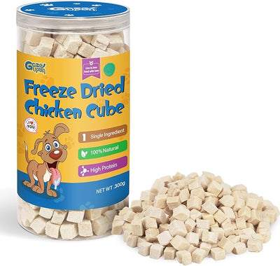 gazeupon Freeze Dried Chicken Dog Treats, Single Ingredient, High Protein Training Treats & Food Topper for Picky Eaters, Grain Free All Natural Snacks for Puppies and Adult Dogs, 10.58 oz