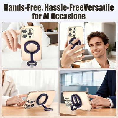 Magnetic Phone Ring for MagSafe Dual-Sided Magnetic Phone Grip Magnet Phone Stand Grip Compatible with iPhone 17/16/15/14/13 Pro Max Plus Mag Safe Accessory for Car Mounts (Purple)