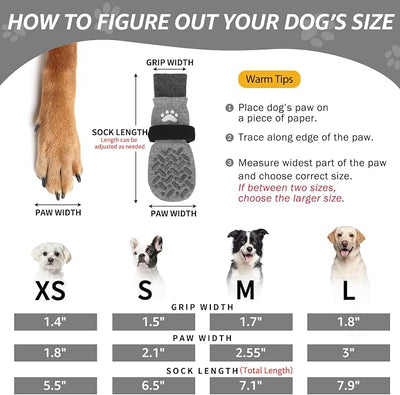 SCENEREAL Anti Slip Dog Socks to Prevent Licking Paws for Hot/Cold Pavement, Paw Protector Traction Control on Hardwood Floor, Dog Shoes Booties for Puppy Small Medium Large Senior Dogs, Grey XS