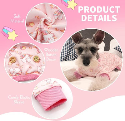 KYEESE Dog Pajamas Velvet Dog Pajamas Medium Sized Dogs Soft Dogs Clothes Pjs with Pink Unicorn Pattern Stretchy Pet Jammies Coat Comfy Pet Onesie Costume, 2X-Large