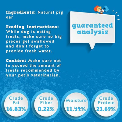 Jack&Pup Pig Ears for Dogs (10 Pack) - All Natural Single Ingredient Extra Thick Large Whole Pigs Ears - Premium Dog Pig Ear Treats - Natural Dog Pork Chews; Excellent Rawhide Alternative