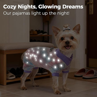 PAWCHIE Dog Fuzzy Velvet Pajamas,Dog Sweater Winter Cloth for Small Dogs Cat,Boy Girl,Pet Jumpsuit, Doggy Apparel, Pink Purple L