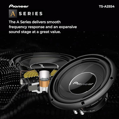 Pioneer A-Series TS-A25S4 10” Subwoofer – 1300W Max, Sealed or Ported Enclosure Compatible, Strong Bass