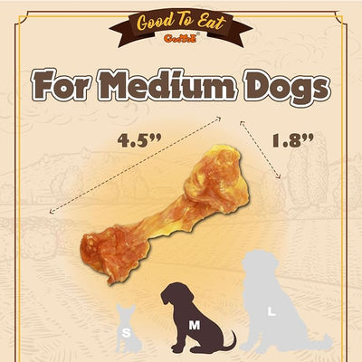Gootoe Turkey Tendons for Dogs –All-Natural, Hypoallergenic Dog Treats, Rawhide Alternative, Long Lasting Puppy Chews, Healthy Dog Treats for Medium Breeds, Bone (M), 3 Count Pack