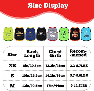 hoyuwak 8 Pieces Pet Shirts Funny Dog Printed Clothes Breathable Cool Puppy Sleeveless Vests for Summer