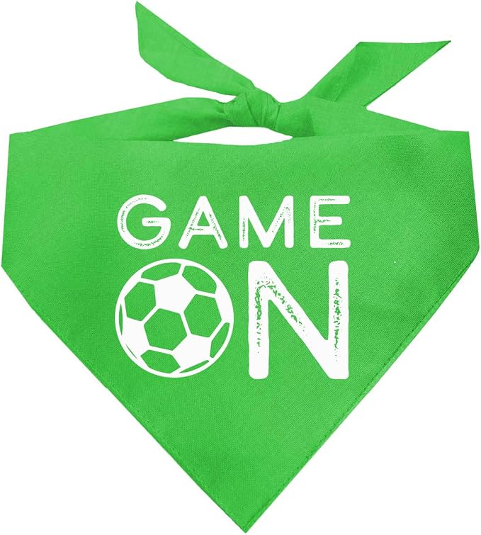 Game On Soccer Dog Bandana | 100% Cotton Adjustable Triangle | Made in USA | Soccer| Sports | Biggest Fan | Game Day | Lime Green, One Size (1073)