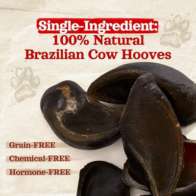 Natural Farm Cow Hooves (12 Pack), Odor-Free, All Natural Sourced from Farm-Raised Beef Hoof Dog Treats, Great Alternative to Bully Sticks or Rawhide, Dental Chew for Small, Medium, Large Breeds