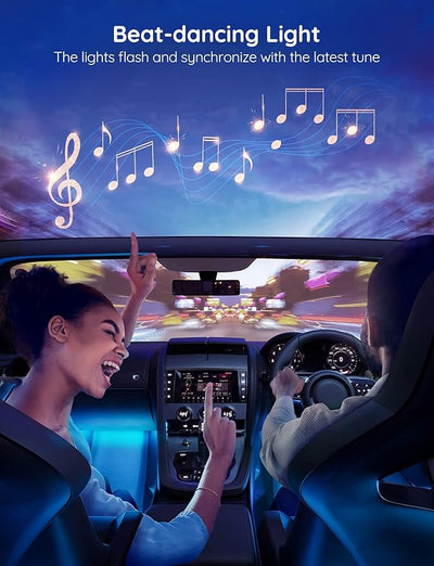 Govee Car LED Lights, RGB Smart Car Interior Lights, App Control | DIY Mode and Music Mode, 2 Lines Design LED Lights for Cars with Car Charger, 12V