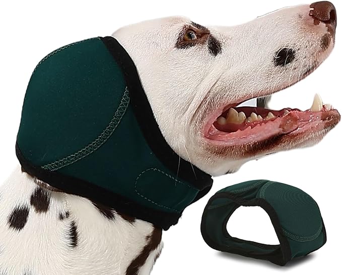 Dog Ear Muffs Wrap for Hematoma, Bathing, Drying, Swimming & Noise Anxiety Relief- Elastic Waterproof Ear Protection with Calming Hoodie Design for Grooming