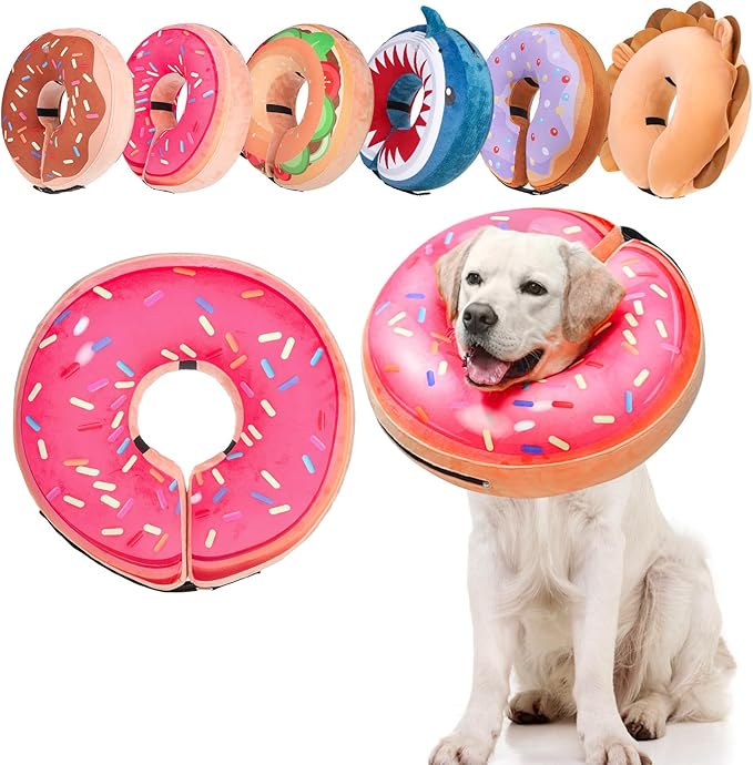 BEAUTYZOO Dog Cone Alternative After Surgery for Large Medium Small Dogs, Soft Inflatable Cone Collar for Dogs Cats, Dog Neck Donut E Collar Dogs Recovery Collar to Stop Licking, Strawberry Pink, XL