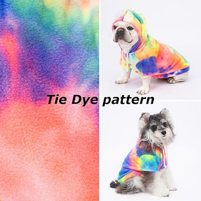 Dog Hoodie Tie Dye Dog Sweatshirt Chic Winter Clothes Ultra-Soft Warm Sweaters for Small Medium Dogs Fashion Pet Clothes for Dogs (Multicolor, XL (Back: 16.92",Chest: 21.65", Neck: 18.89"))