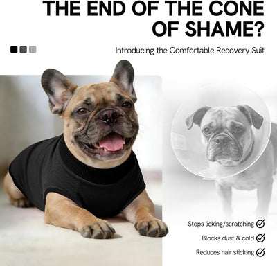 SAWMONG Recovery Suit for Dogs Female Male, Breathable Dog Onesie After Surgery Spay Neuter, Professional Dog Surgical Suit, Substitute Pet E-Collar Cone, Black, XXX-Large