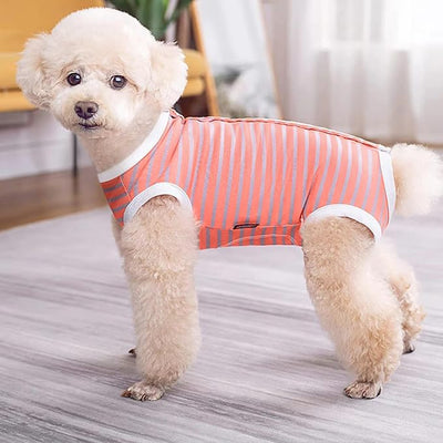 Dog's Recovery Suit Post Surgery Shirt for Puppy, Small Dog Surgical Recovery Suit for Female Male Dogs, Dog Onesie Protect Surgical Wound(Orange Gray Stripe-s)