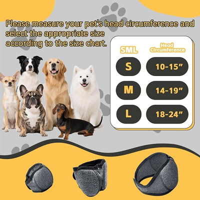 Dog Ears Cover, Dog Ear Muffs Noise Protection, Adjustable No Shake Ear Wrap Comfortable Quiet Dogs Calming Hood Blow Drying Headband Wraps (Grey, Large(Head Circle: 18"-24"))