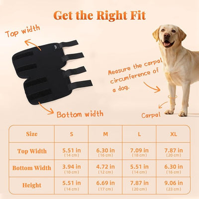 Petanims 2 Packs Dog Front Leg Brace for Remission Hyperextension - Wrist Support for Sprain, Arthritis & Injury Recovery - Adjustable Non-Slip Dog Leg Wrap, Fits Left or Right, Medium