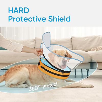 Sponge Dog Cone Collar, Dog Donut Collar After Surgery with Clear Shield, Adjustable Soft Cone for Dogs to Stop Licking-Comfy Cone for Large Medium Small Dogs (DonutBlue,XL)