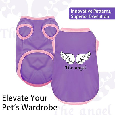 Color-Blocked Dog Tank Top with Playful Heat Transfer Designs – Lightweight Polyester Shirt for Small,MediumDogs, Perfect for Casual Outings.The Angel Purple 3XL