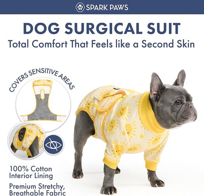 Spark Paws Dog Surgery Recovery Suit – Dog Recovery Suit After Surgery, Anti-Lick Dog Onesie, Abdominal Wound Protector, Soft Cone Alternative for Spay Neuter Male Female Pet Recovery - Sunshine - 5XL