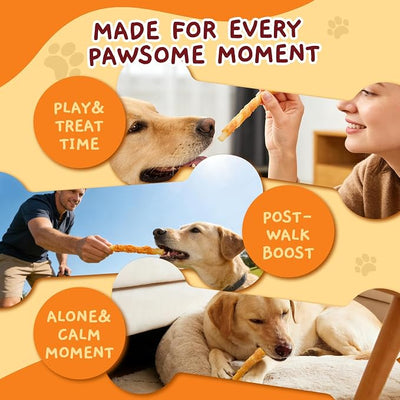 Jungle Calling Rawhide Free Dog Chews, Chicken Wrapped Cod Sticks Dog Treats, Easily Digestible Dog Snacks, Soft Chewy Training Treats for Small & Medium Dogs, 10.6 oz