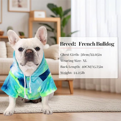Dog Hoodie Tie Dye Dog Sweatshirt Chic Winter Clothes Ultra-Soft Warm Sweaters for Small Medium Dogs Fashion Pet Clothes for Dogs (Blue/Yellow/Green, M (Back: 12.99",Chest: 17.71", Neck: 14.96"))