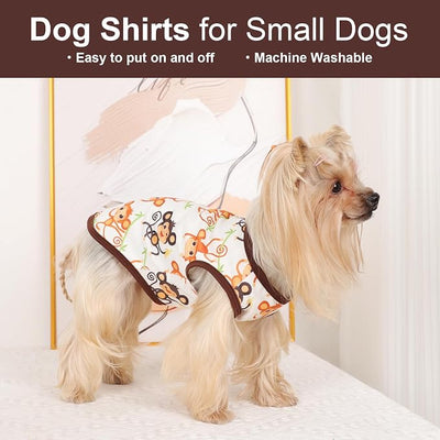 Dog Shirt Vest Dog Clothes for Small Dogs Boy Girl Stretchy Summer Puppy T-Shirts Soft Breathable Lightweight Puppy Sweatshirt Pet Cat Outfit (Monkey, Small)