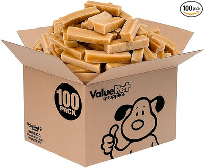 ValueBull Himalayan Yak Cheese Dog Chews, Small, 100 ct Wholesale Pack - Long Lasting for Aggressive Chewers, All Natural, Healthy & Safe, Low Odor Nepal Yak Milk Chews