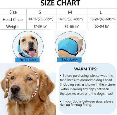 Dog Ear Muffs for Noise Protection, Soft Quiet Dog Ear Headband, Dog Ear Covers for Anxiety Relief, Calming No Flap Ear Wraps for Dog Hematoma Fireworks Thunderstorms Bathing Grooming