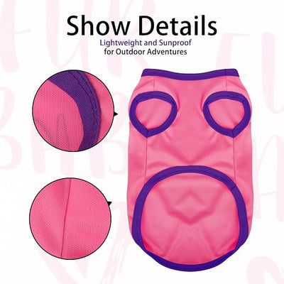 Color-Blocked Dog Tank Top with Playful Heat Transfer Designs – Lightweight Polyester Shirt for Small,MediumDogs, Perfect for Casual Outings.Fur Baby Pink S