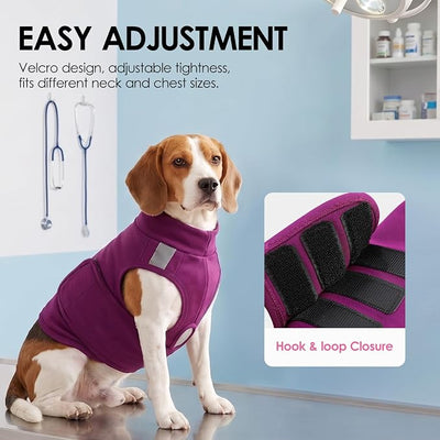AOFITEE Dog Calming Vest for Dogs Anxiety, Dog Thunder Shirt, Anxiety Vest with Hook & Loop Closure, Reflective Dogs Compression Shirt for Fireworks Travel Vet Visit, Purple L