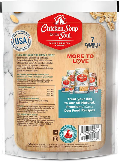 Chicken Soup for the Soul Pet Food - Crunchy Bites Dog Treats- Chicken, Peanut ButterSoy Free, Corn Free, Wheat Free | Dry Dog Food Made with Real Ingredients No Artificial Flavors or Preservatives