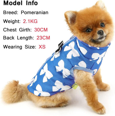 SMALLLEE_LUCKY_STORE Pet Water Resistant Winter Jacket Vest with D-Ring for Small Dog Cat Zip-up Padded Puppy Coat Chihuahua Yorkie Kitten Warm Clothes, Dark Blue, XL