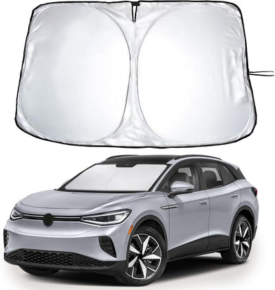 EcoNour Windshield Sun Shade Compatible for Volkswagen VW ID.4 2021–2026 | Custom Fit EV Front Window Sunshade | Foldable Heat & UV Reflective Sun Visor