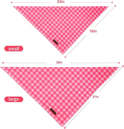 Plaid Dog Bandana - Soft Pink Checkered Dog Neck Scarf, Cute Spring Pet Bib for Puppy Kitten, Sweet Photo Dogs Cats Prop for Daily Use Parties & Pet Photography, S