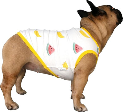 iChoue 100% Breathable Cotton Pug Halloween Cartoon T Shirts Cute Clothes for Dogs Vest Tank Tops Puppy French Bulldog Frenchie English Boston Terrier Watermelon Banana - Small
