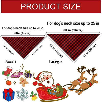 Unique Style Paws Dog Christmas Bandanas 1PC Washable Cotton Triangle Black&Red Plaid Dog Scarfs for Small Medium Large Dogs and Cats-NewHLG-S
